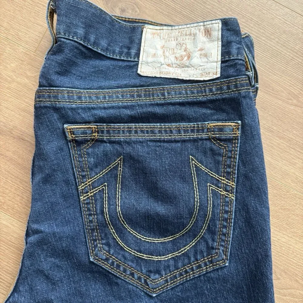 Vintage True Religion Section Bobby QT Jeans Size 39x34 Blue Made In USA